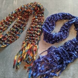 𝅺a Pair of Handmade Fringed Scarves